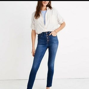 Madewell high rise skinny crop raw hem jeans